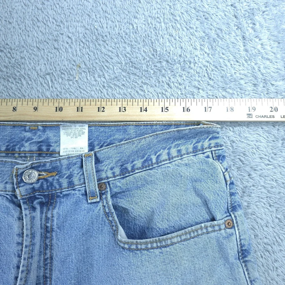 Levis 569 Denim Shorts Mens 34 Blue Relaxed Fit Bermuda Light Wash 11 Inseam